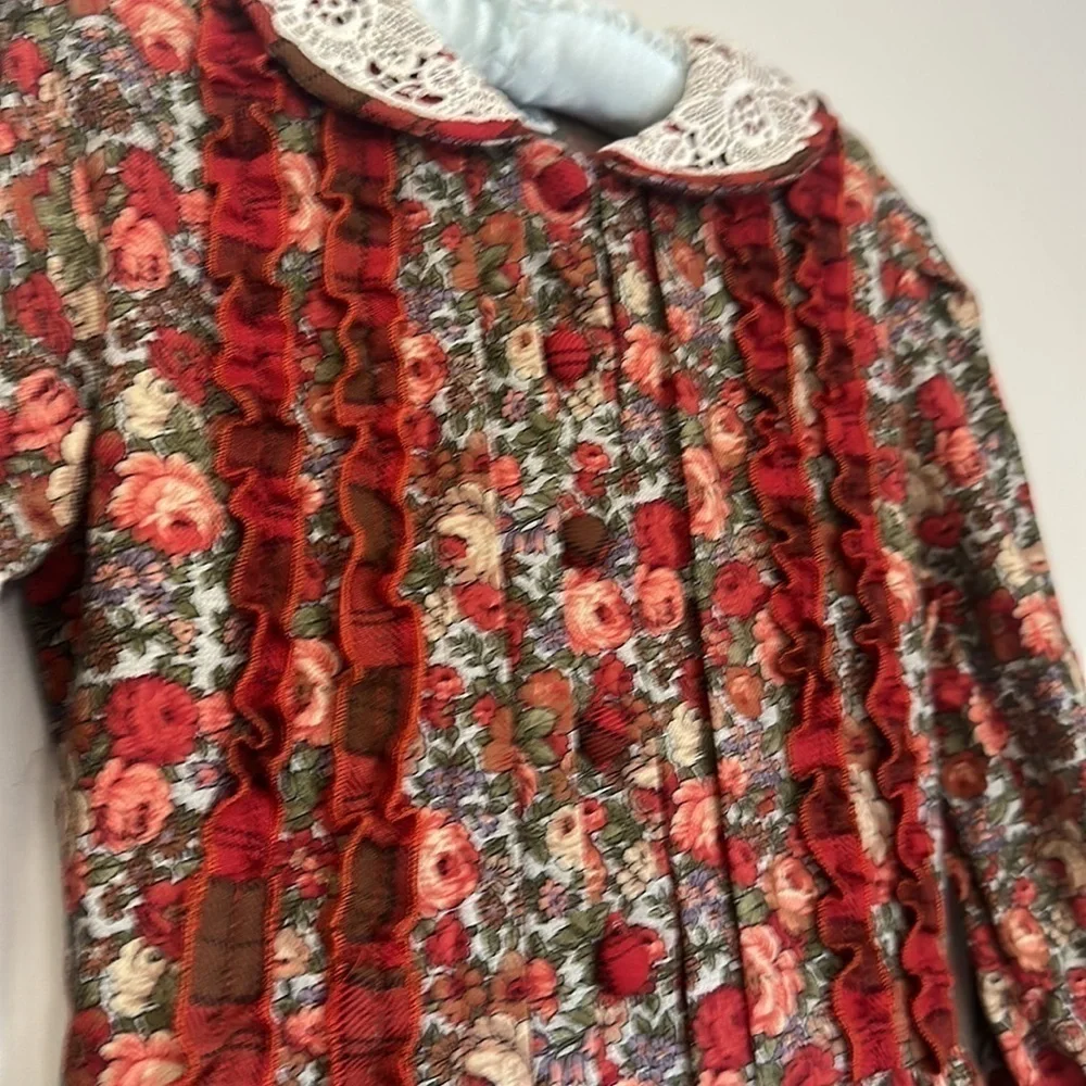 Phil Carrera floral Liberty lace trip dress girls 7 red holiday NWT